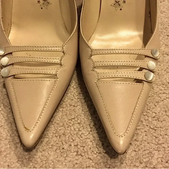 ✨JIMMY CHOO Genuine Italian Leather Embellished Pointy-Toe Pumps, Size EU… - Picture 2 of 6